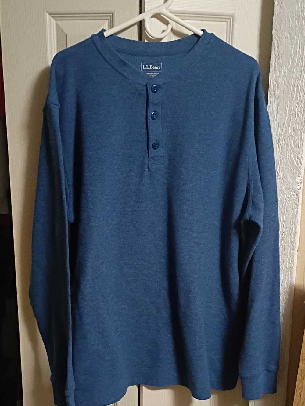 L.L. Bean Men's Indigo Blue Henley Long-Sleeve Shirt